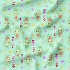 پارچه مخمل روبالشی پارچه باما طرح لبوبو کد 5014704