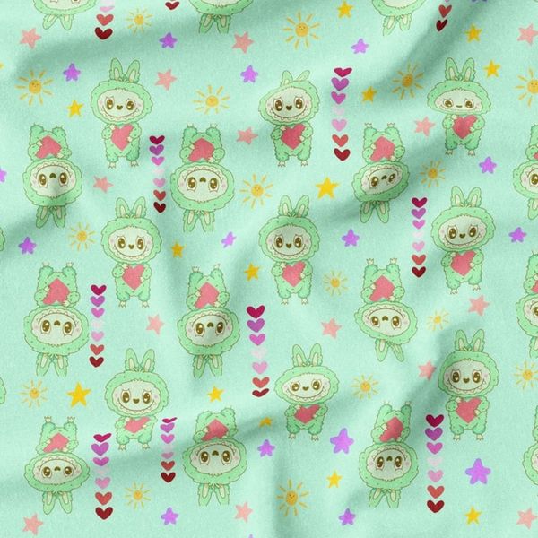 پارچه مخمل روبالشی پارچه باما طرح لبوبو کد 5014704