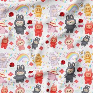 پارچه مخمل روبالشی پارچه باما طرح لبوبو کد 5014708