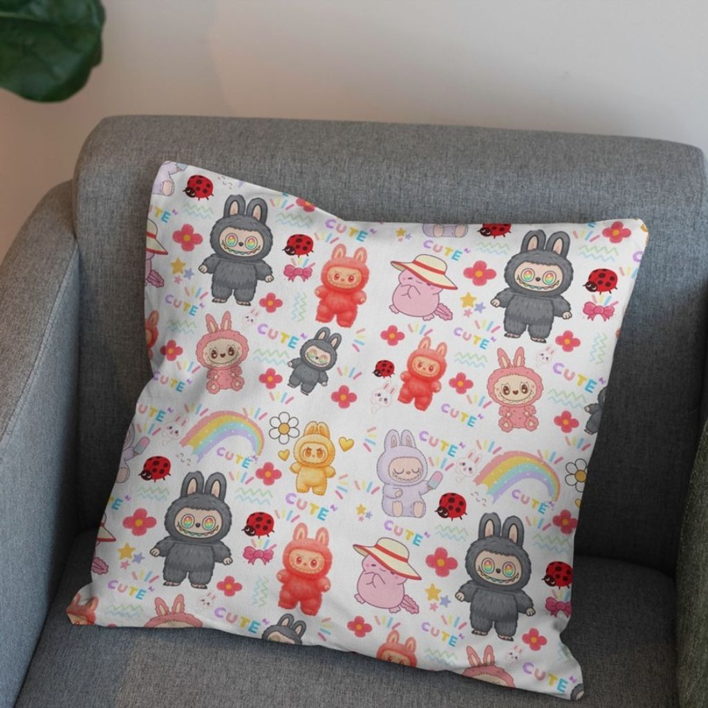 قیمت ارزان پارچه مخمل روبالشی پارچه باما طرح لبوبو کد 5014708