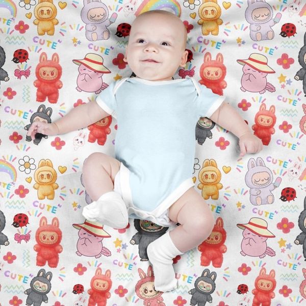 پارچه مخمل روبالشی پارچه باما طرح لبوبو کد 5014708