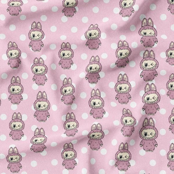 پارچه مخمل روبالشی پارچه باما طرح لبوبو کد 5014709