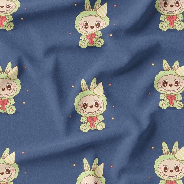 پارچه مخمل روبالشی پارچه باما طرح لبوبو کد 5014710