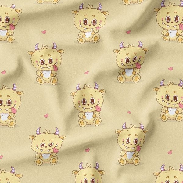 پارچه مخمل روبالشی پارچه باما طرح لبوبو کد 5014711