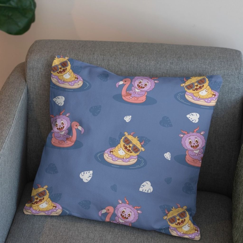 قیمت پارچه مخمل روبالشی پارچه باما طرح لبوبو کد 5014712