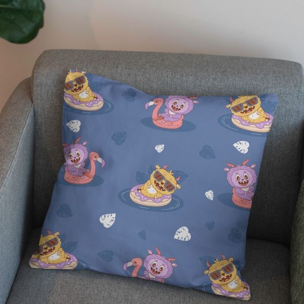 پارچه مخمل روبالشی پارچه باما طرح لبوبو کد 5014712