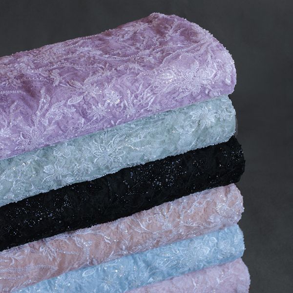 پارچه دانتل فرانسوی جواهر دوزی