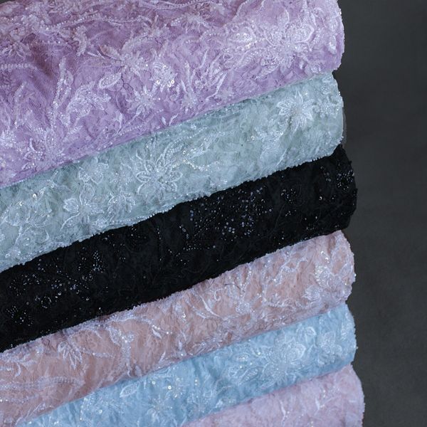 پارچه دانتل فرانسوی جواهر دوزی