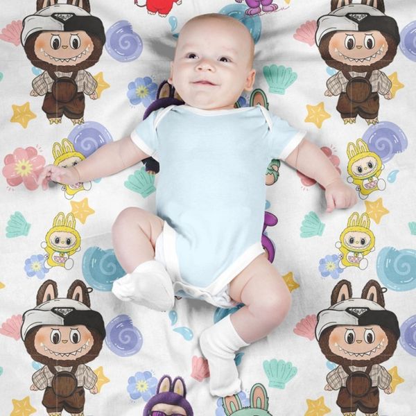 پارچه مخمل روبالشی پارچه باما طرح لبوبو کد 5014715