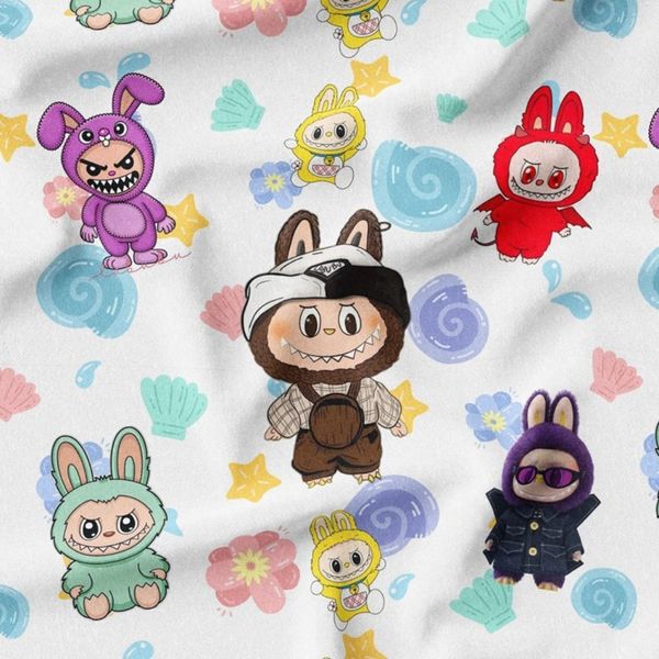 پارچه مخمل روبالشی پارچه باما طرح لبوبو کد 5014715