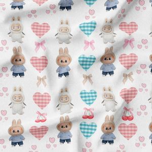 پارچه مخمل روبالشی طرح لبوبو کد 5014716