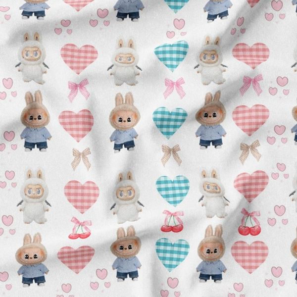 پارچه مخمل روبالشی طرح لبوبو کد 5014716