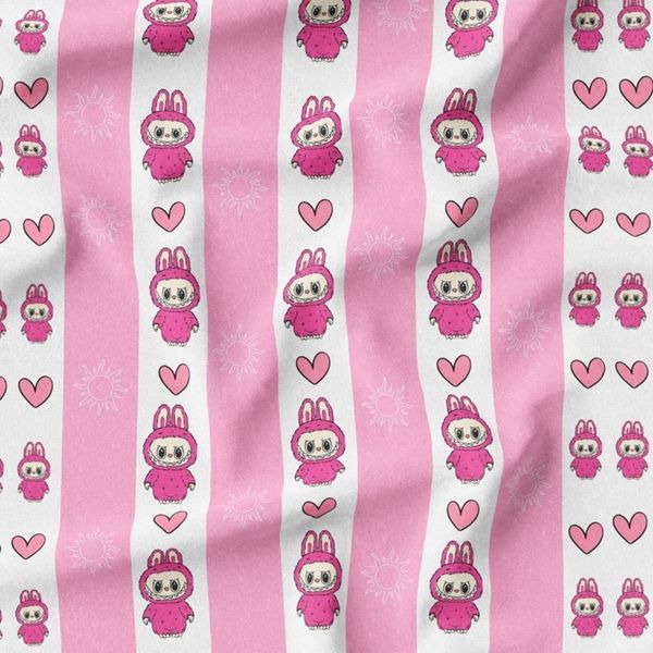 پارچه مخمل روبالشی پارچه باما طرح لبوبو کد 5014717