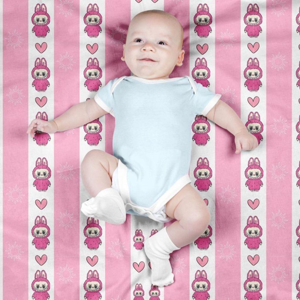 خرید اینترنتی پارچه مخمل روبالشی پارچه باما طرح لبوبو کد 5014717