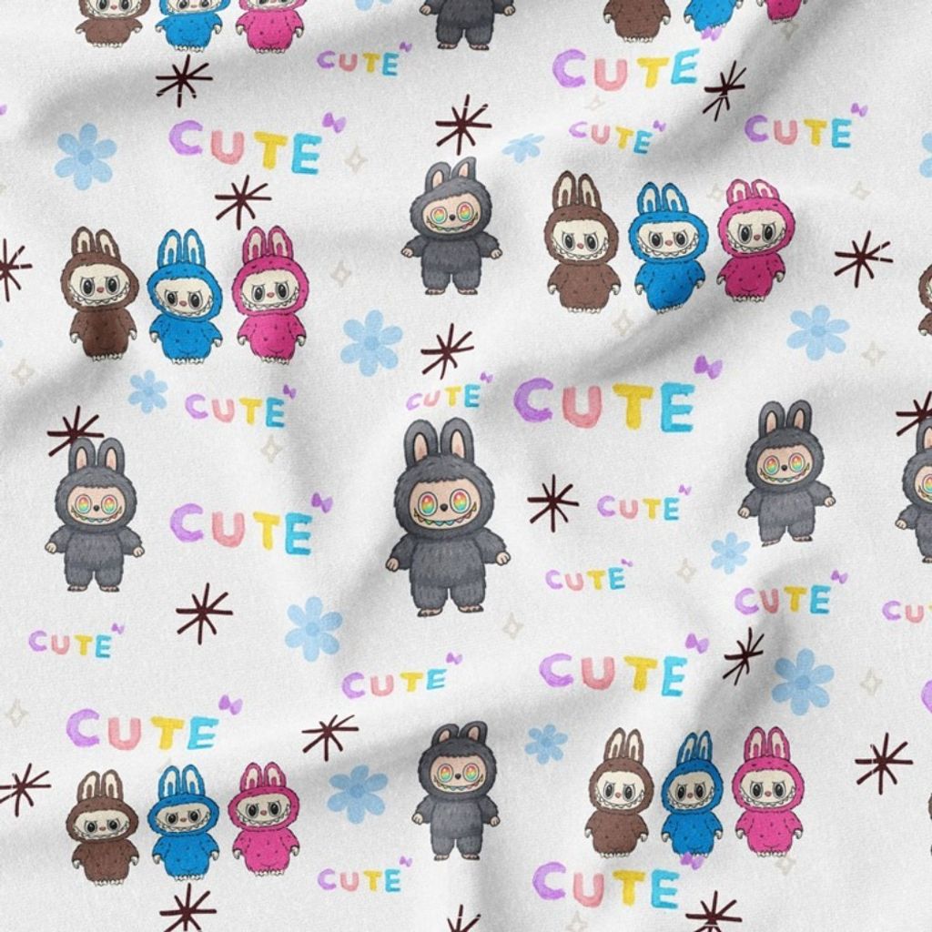 خرید آنلاین پارچه مخمل روبالشی پارچه باما طرح لبوبو کد 5014720