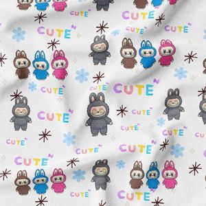 پارچه مخمل روبالشی پارچه باما طرح لبوبو کد 5014720