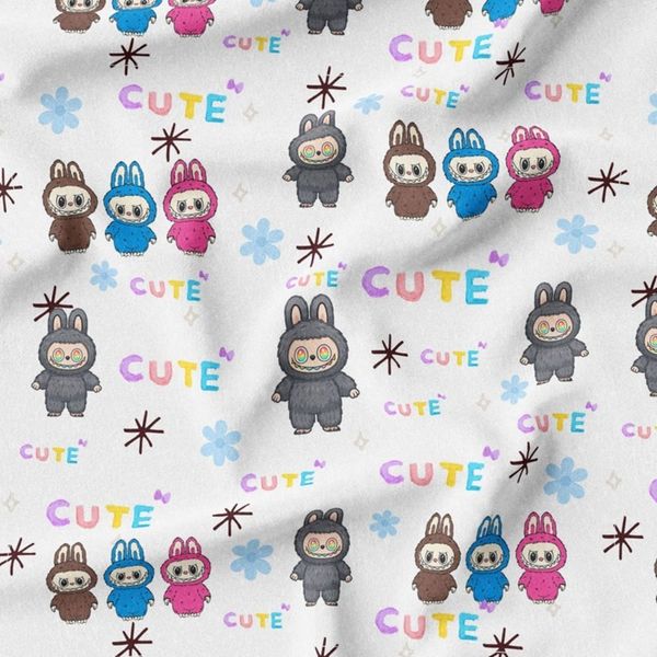 پارچه مخمل روبالشی پارچه باما طرح لبوبو کد 5014720