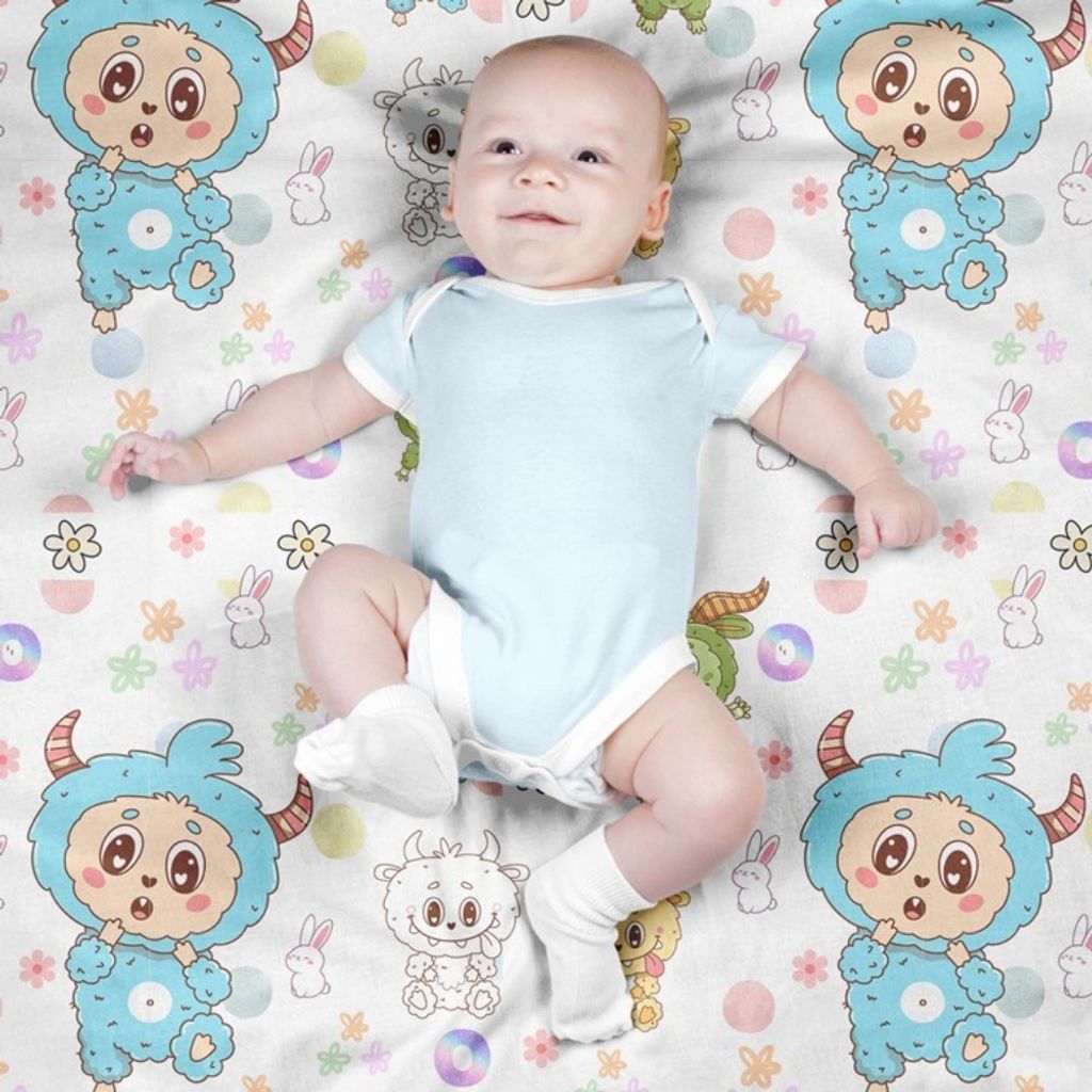 خرید آنلاین پارچه مخمل روبالشی پارچه باما طرح لبوبو کد 5014721