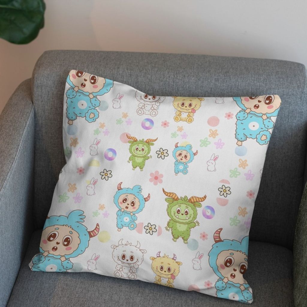 خرید آنلاین پارچه مخمل روبالشی پارچه باما طرح لبوبو کد 5014721