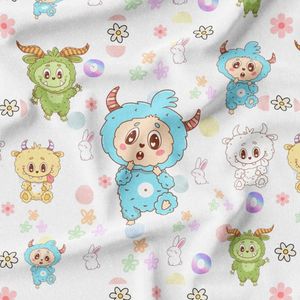 پارچه مخمل روبالشی پارچه باما طرح لبوبو کد 5014721