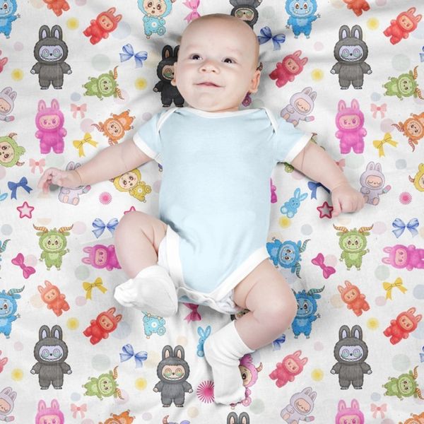 پارچه مخمل روبالشی پارچه باما طرح لبوبو کد 5014723