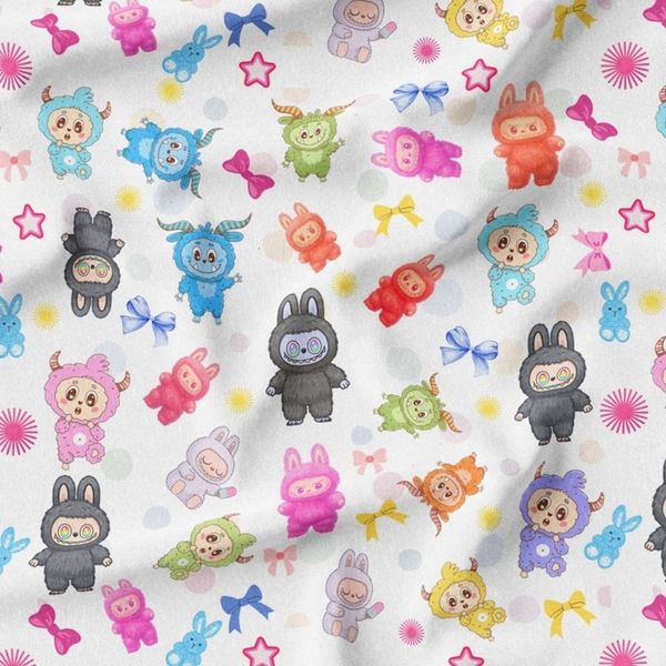 پارچه مخمل روبالشی پارچه باما طرح لبوبو کد 5014723