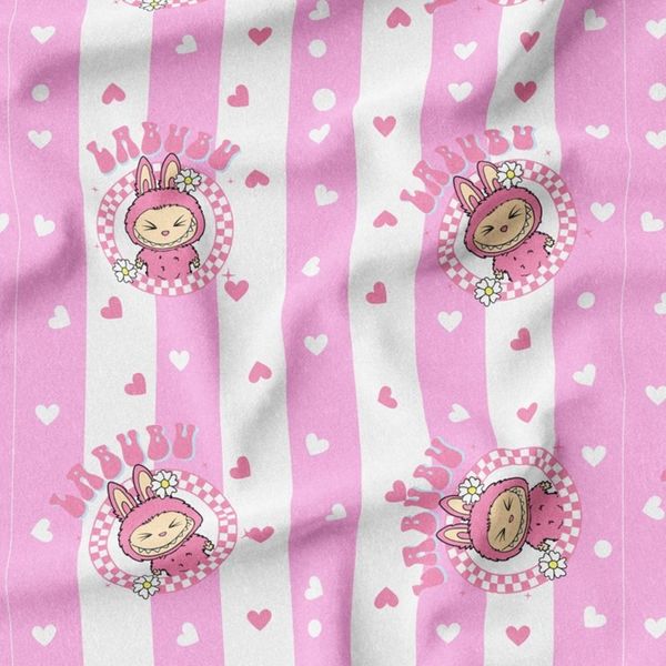 پارچه مخمل روبالشی پارچه باما طرح لبوبو کد 5014724