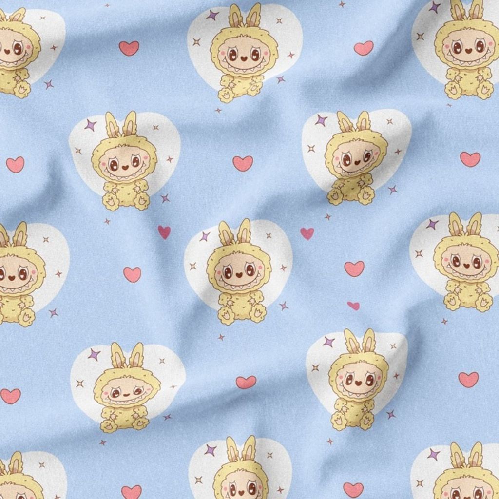 خرید اینترنتی پارچه مخمل روبالشی پارچه باما طرح لبوبو کد 5014725