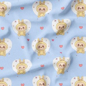 پارچه مخمل روبالشی پارچه باما طرح لبوبو کد 5014725