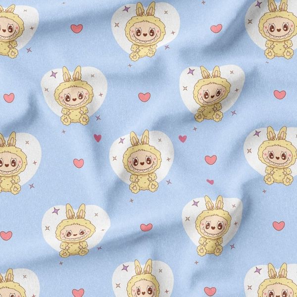 پارچه مخمل روبالشی پارچه باما طرح لبوبو کد 5014725