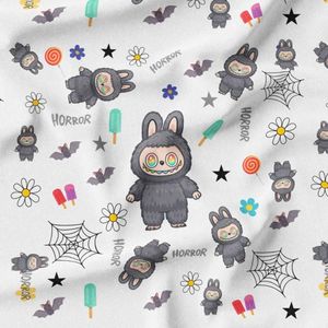 پارچه مخمل روبالشی پارچه باما طرح لبوبو کد 5014726