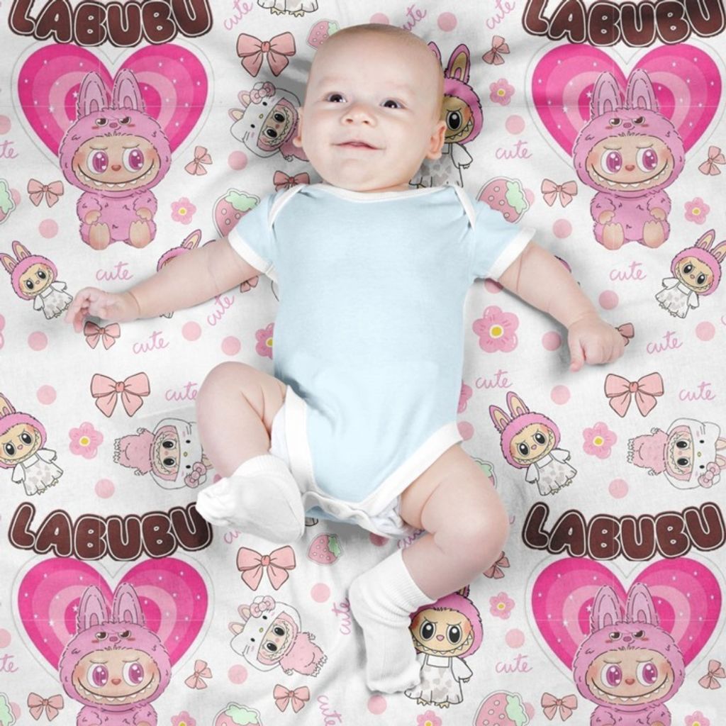 قیمت ارزان پارچه مخمل روبالشی پارچه باما طرح لبوبو کد 5014728