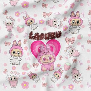 پارچه مخمل روبالشی پارچه باما طرح لبوبو کد 5014728