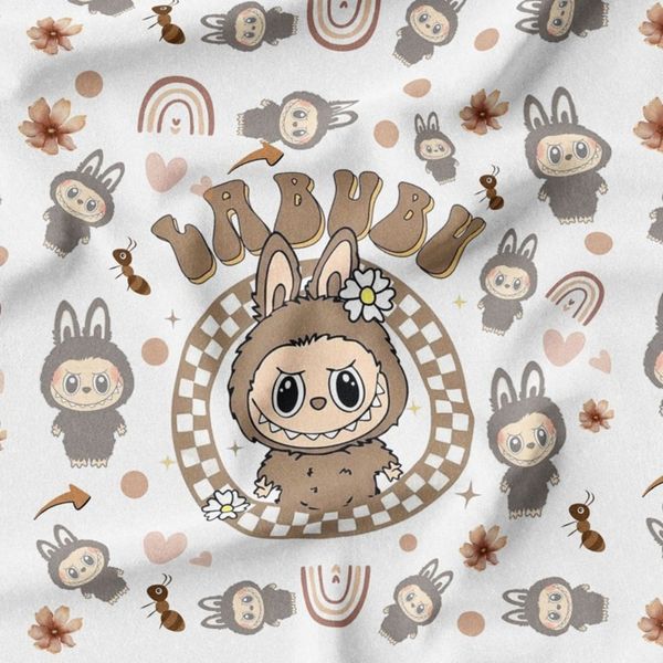 پارچه مخمل روبالشی پارچه باما طرح لبوبو کد 5014729