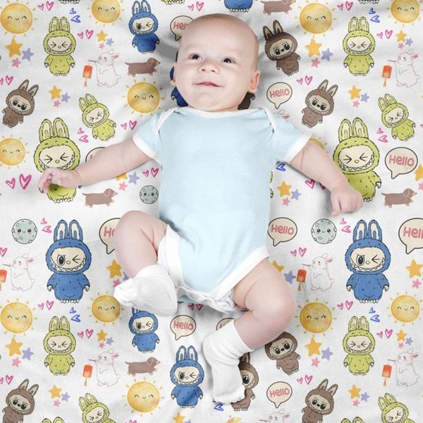 پارچه مخمل روبالشی پارچه باما طرح لبوبو کد 5014730