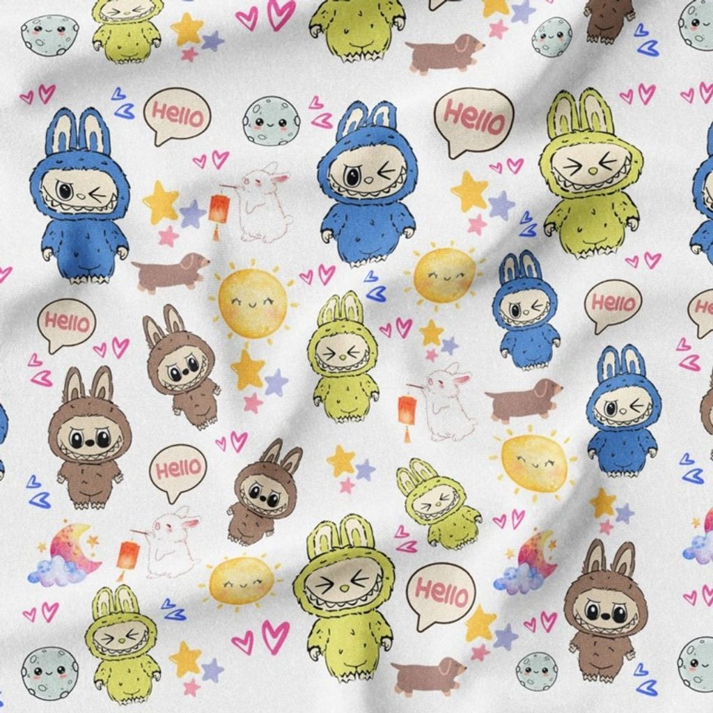 خرید انلاین پارچه مخمل روبالشی پارچه باما طرح لبوبو کد 5014730