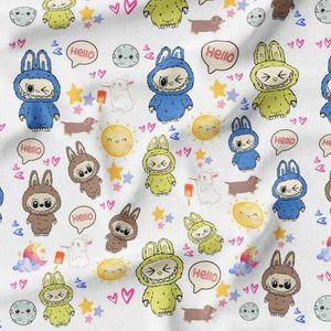 پارچه مخمل روبالشی پارچه باما طرح لبوبو کد 5014730