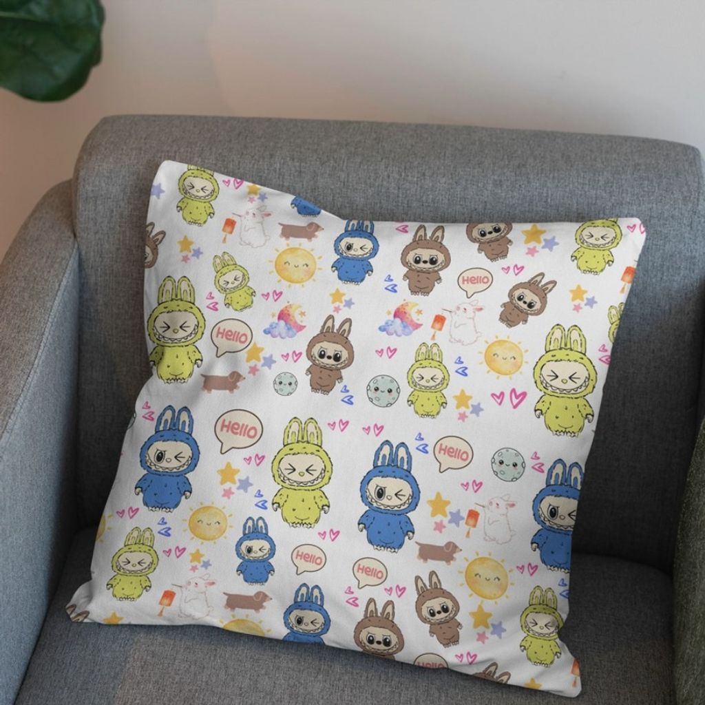 خرید اینترنتی پارچه مخمل روبالشی پارچه باما طرح لبوبو کد 5014730