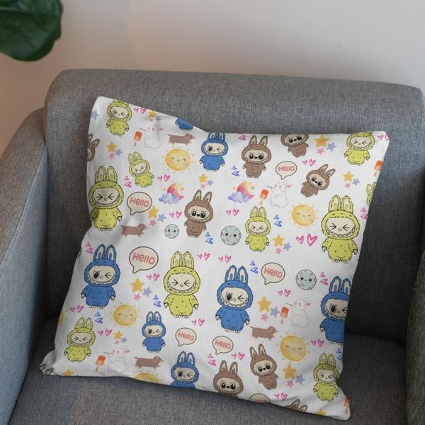 پارچه مخمل روبالشی پارچه باما طرح لبوبو کد 5014730