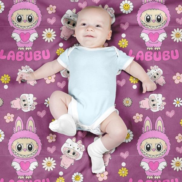 پارچه مخمل روبالشی پارچه باما طرح لبوبو کد 5014733