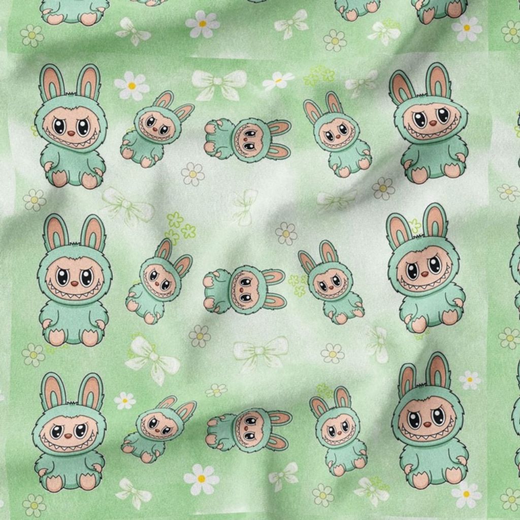 خرید اینترنتی پارچه مخمل روبالشی پارچه باما طرح لبوبو کد 5014736