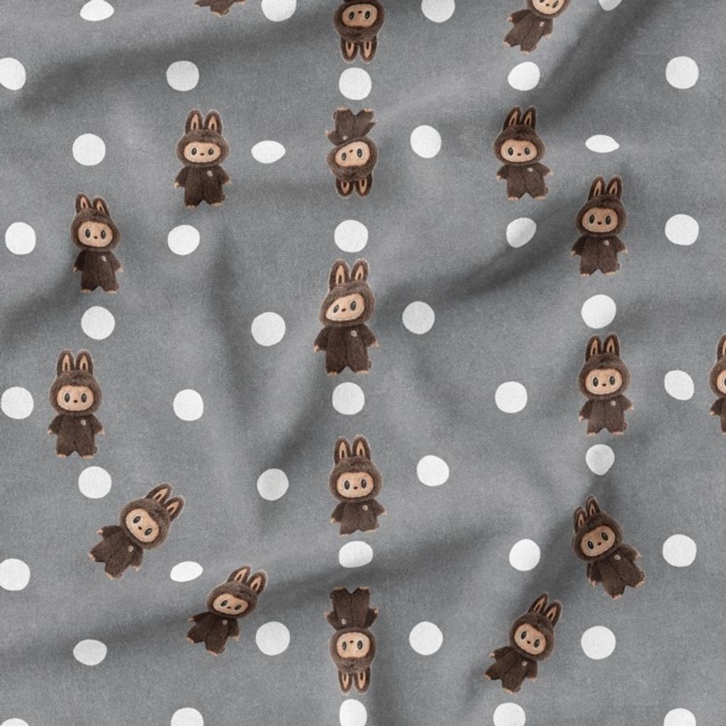 خرید آنلاین پارچه مخمل روبالشی پارچه باما طرح لبوبو کد 5014740