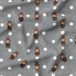 پارچه مخمل روبالشی پارچه باما طرح لبوبو کد 5014740