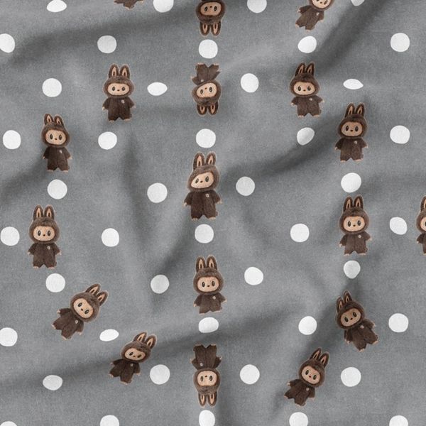 پارچه مخمل روبالشی پارچه باما طرح لبوبو کد 5014740