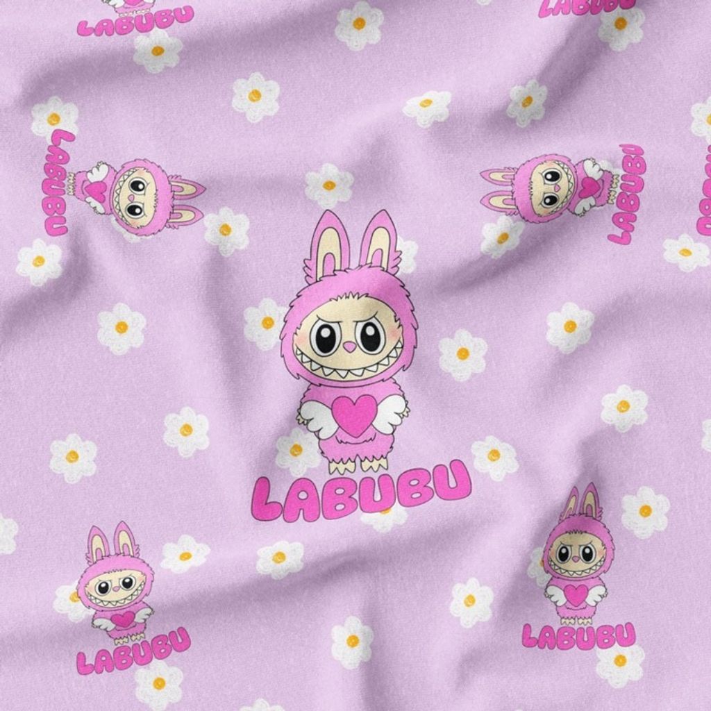 فروش اینترنتی پارچه مخمل روبالشی پارچه باما طرح لبوبو کد 5014745