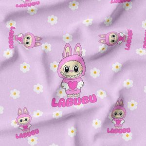 پارچه مخمل روبالشی طرح لبوبو کد 5014745