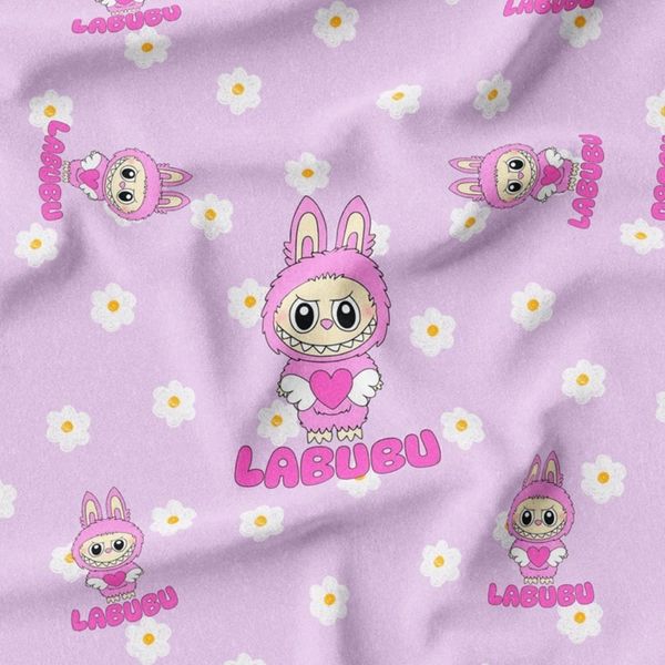 پارچه مخمل روبالشی طرح لبوبو کد 5014745