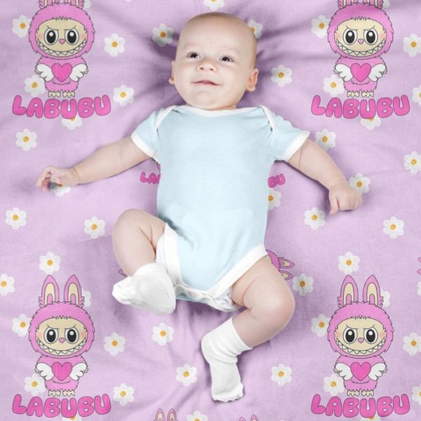 پارچه مخمل روبالشی طرح لبوبو کد 5014745