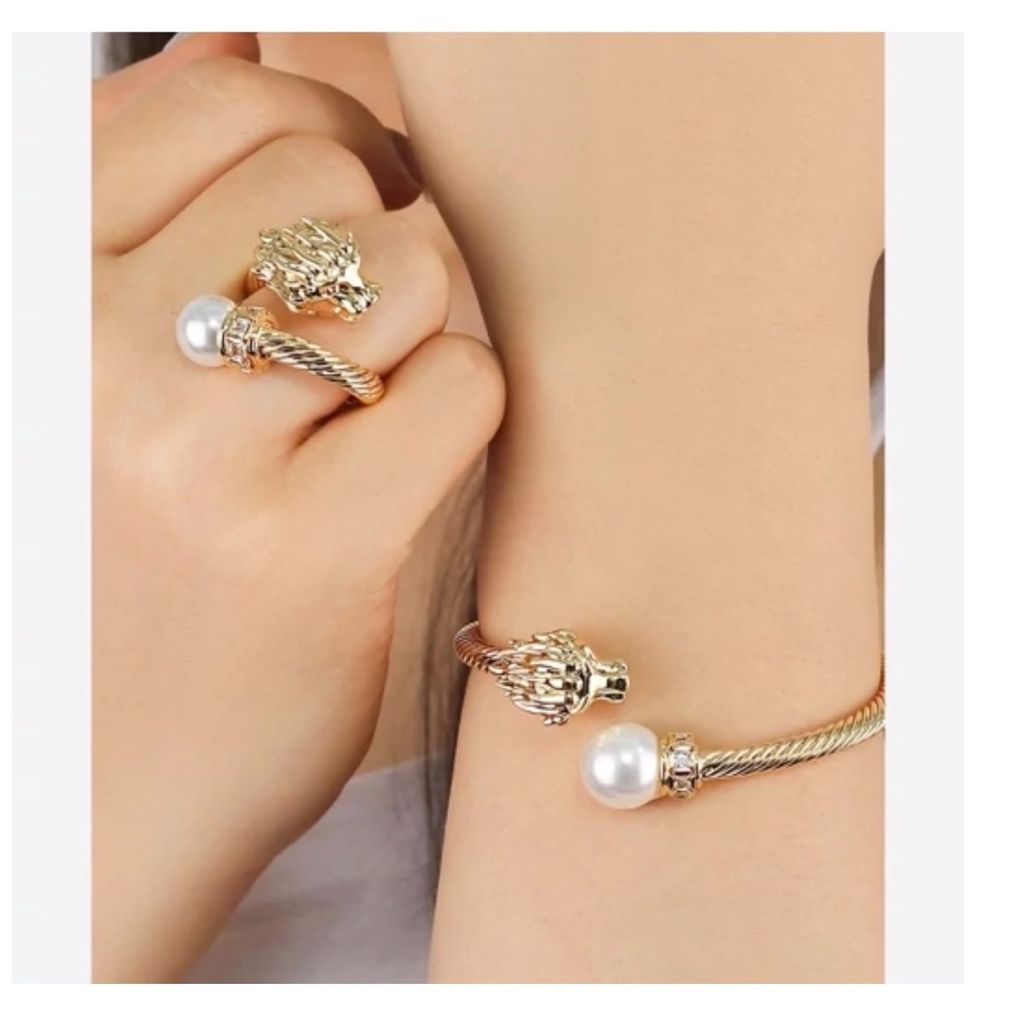 قیمت دستبند و انگشتر دیوید یورمن طرح شیر Bracelet نیم ست زنانه وای اس ایکس مدل