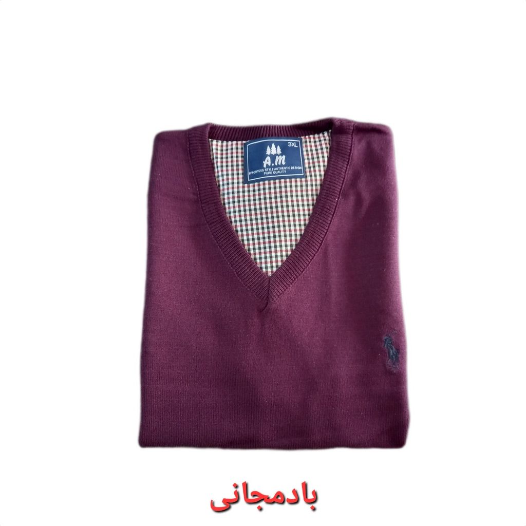 قیمت ارزان بلوز بافت مردانه یقه هفت ساده سایز 3XL